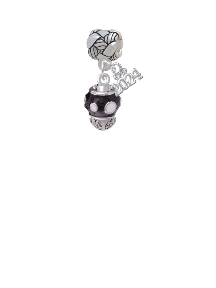 Delight Jewelry Silvertone Dots on Spinner Woven Rope Charm Bead Dangle with Year 2024 Image 2