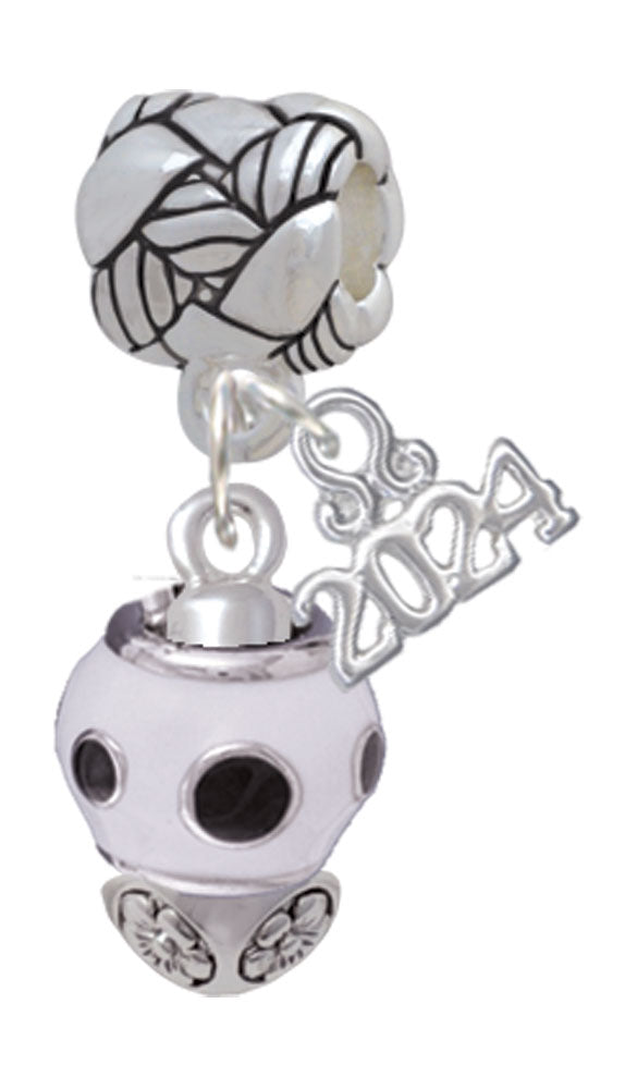 Delight Jewelry Silvertone Dots on Spinner Woven Rope Charm Bead Dangle with Year 2024 Image 4