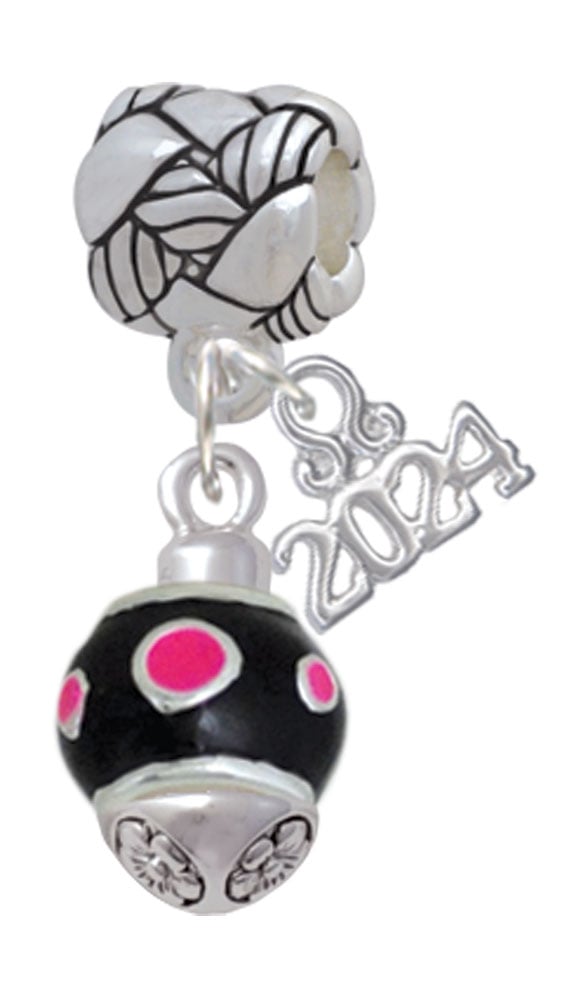 Delight Jewelry Silvertone Dots on Spinner Woven Rope Charm Bead Dangle with Year 2024 Image 6