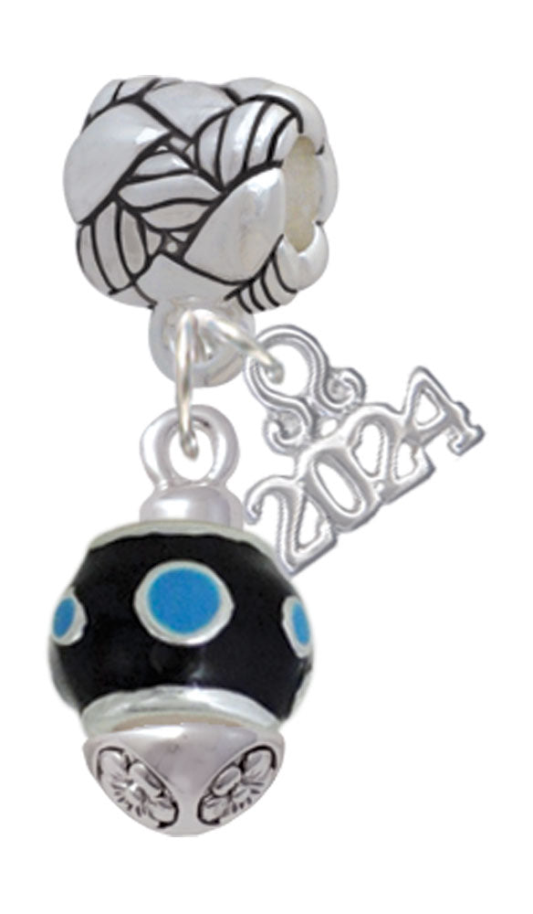 Delight Jewelry Silvertone Dots on Spinner Woven Rope Charm Bead Dangle with Year 2024 Image 7