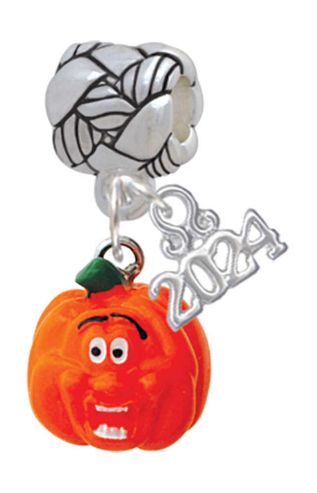 Delight Jewelry Resin Funny Face Pumpkin Woven Rope Charm Bead Dangle with Year 2024 Image 1