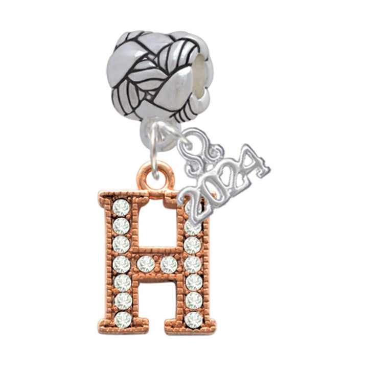 Delight Jewelry Rose Goldtone Crystal Initial - Woven Rope Charm Bead Dangle with Year 2024 Image 8