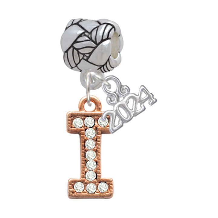 Delight Jewelry Rose Goldtone Crystal Initial - Woven Rope Charm Bead Dangle with Year 2024 Image 9