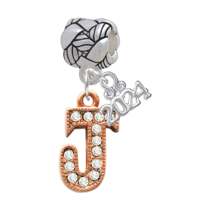 Delight Jewelry Rose Goldtone Crystal Initial - Woven Rope Charm Bead Dangle with Year 2024 Image 10