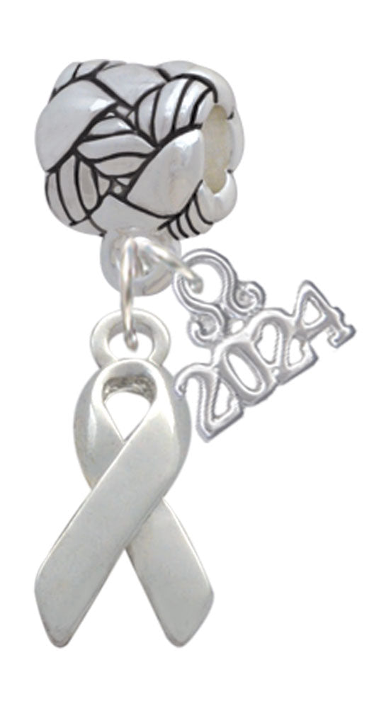 Delight Jewelry Silvertone Enamel Ribbon Woven Rope Charm Bead Dangle with Year 2024 Image 4