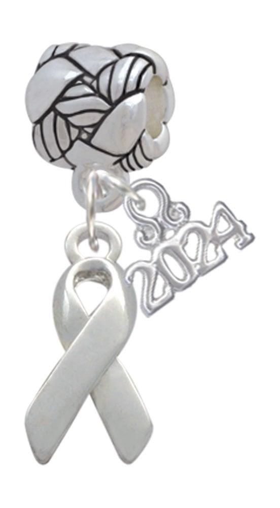Delight Jewelry Silvertone Enamel Ribbon Woven Rope Charm Bead Dangle with Year 2024 Image 1