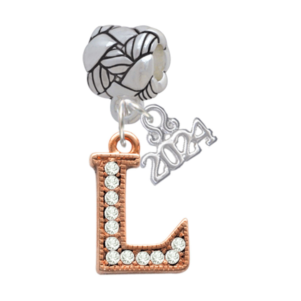 Delight Jewelry Rose Goldtone Crystal Initial - Woven Rope Charm Bead Dangle with Year 2024 Image 12