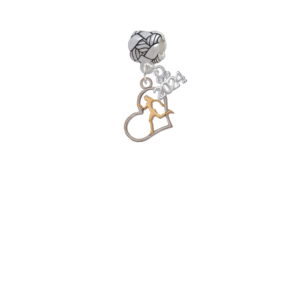 Delight Jewelry Plated Runner Silhouette in Heart Woven Rope Charm Bead Dangle with Year 2024 Image 2