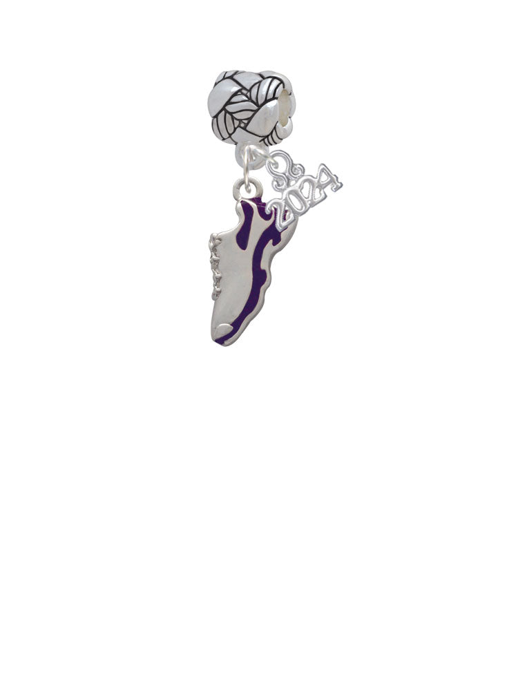 Delight Jewelry Silvertone Enamel Running Shoe Woven Rope Charm Bead Dangle with Year 2024 Image 1