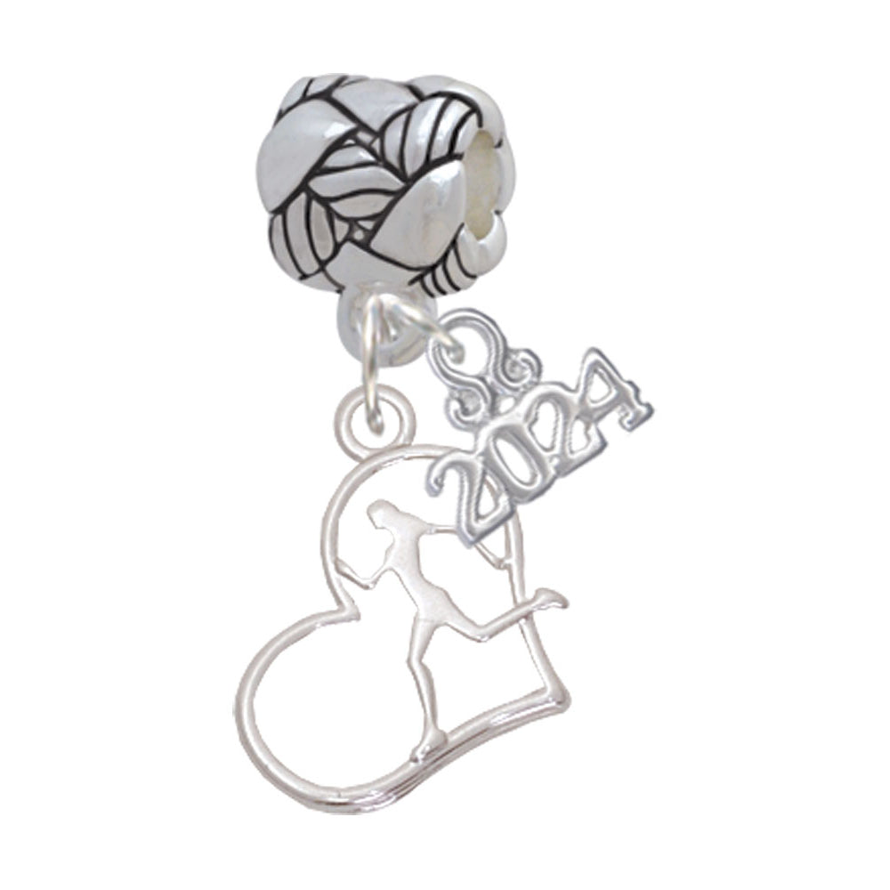 Delight Jewelry Plated Runner Silhouette in Heart Woven Rope Charm Bead Dangle with Year 2024 Image 4