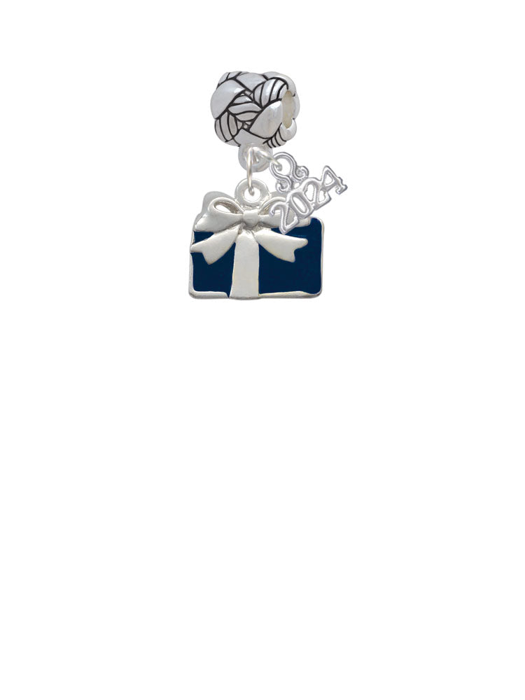 Delight Jewelry Silvertone Blue Present Woven Rope Charm Bead Dangle with Year 2024 Image 2