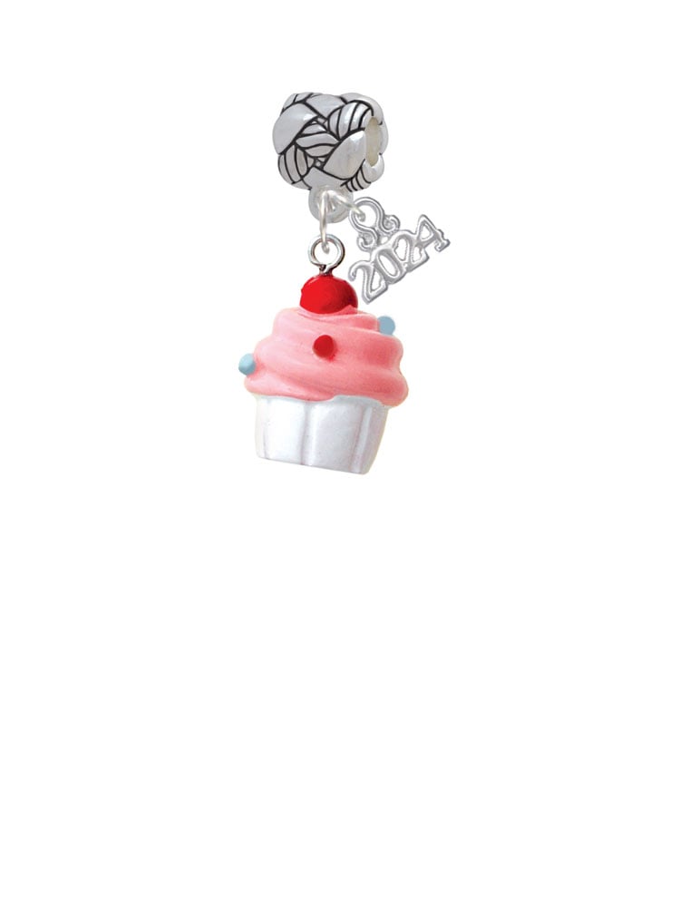 Delight Jewelry Resin Cupcake with Frosting Woven Rope Charm Bead Dangle with Year 2024 Image 2