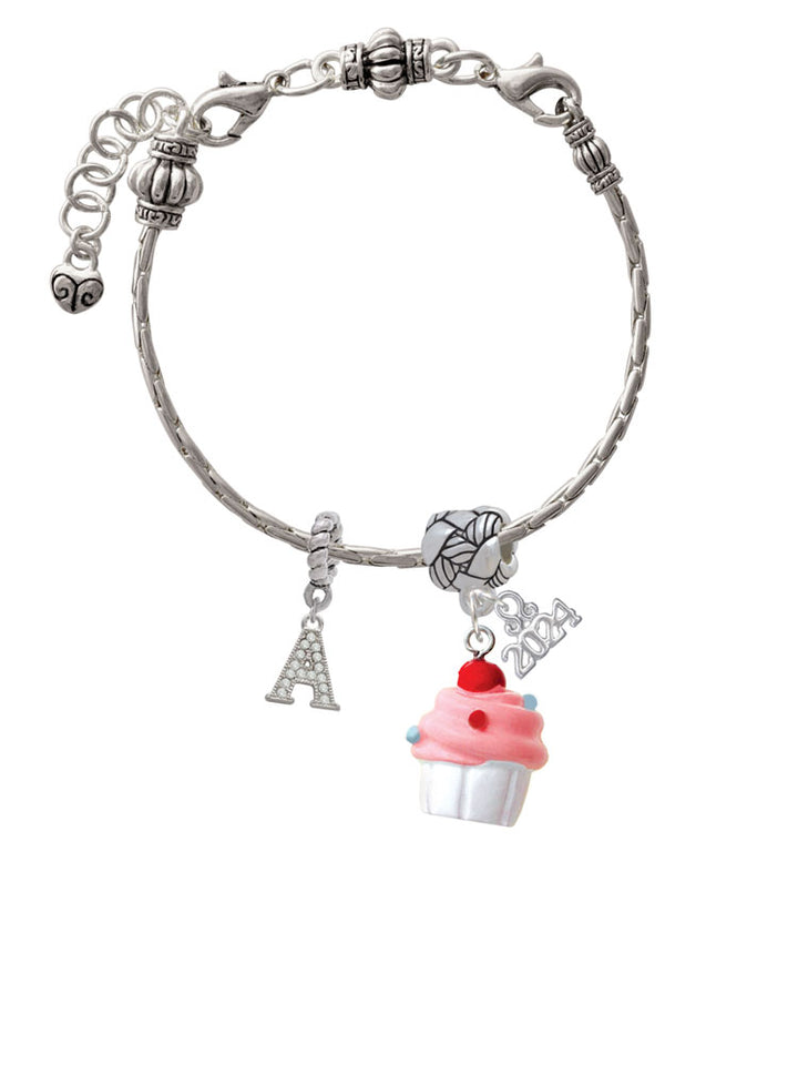 Delight Jewelry Resin Cupcake with Frosting Woven Rope Charm Bead Dangle with Year 2024 Image 3