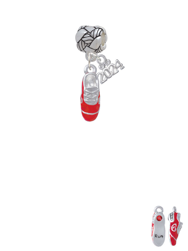 Delight Jewelry Silvertone 3-D Enamel Running Shoe Woven Rope Charm Bead Dangle with Year 2024 Image 2
