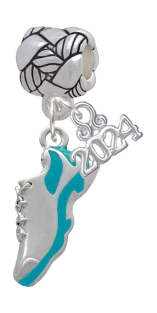 Delight Jewelry Silvertone Enamel Running Shoe Woven Rope Charm Bead Dangle with Year 2024 Image 1