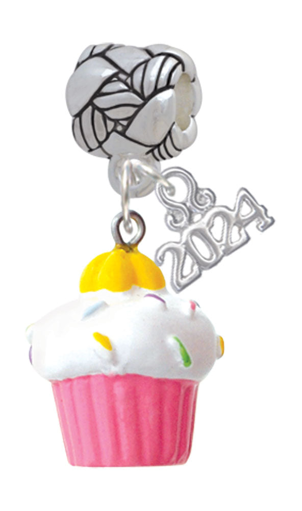 Delight Jewelry Resin Cupcake with Frosting Woven Rope Charm Bead Dangle with Year 2024 Image 6