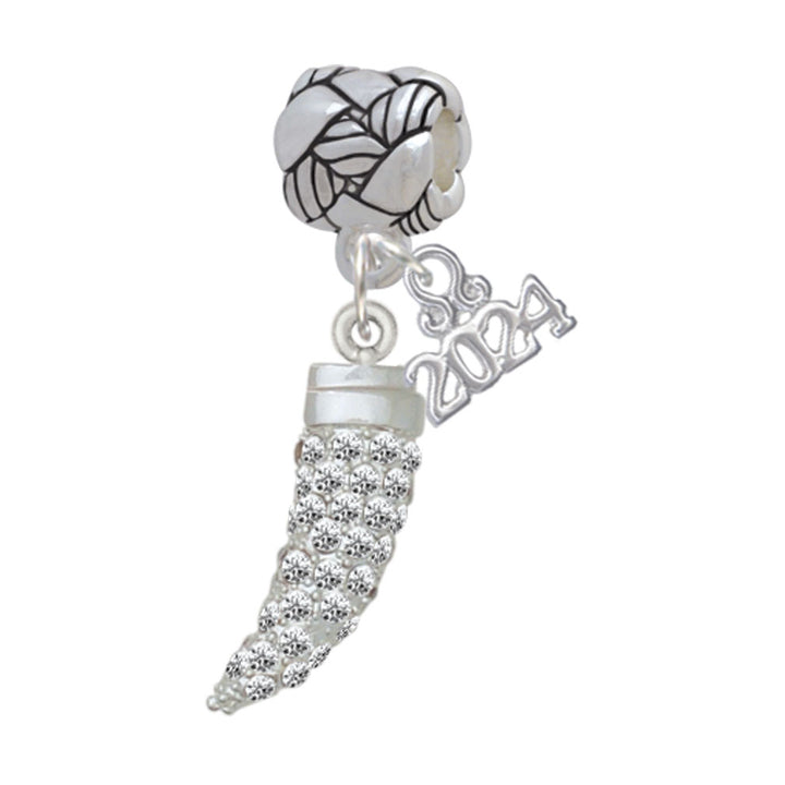 Delight Jewelry Plated Large Crystal Tooth Woven Rope Charm Bead Dangle with Year 2024 Image 1
