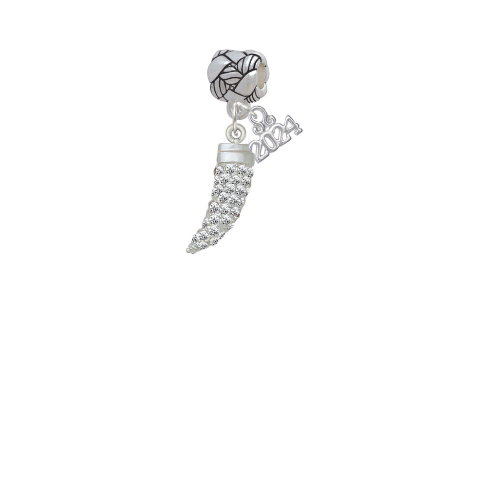 Delight Jewelry Plated Large Crystal Tooth Woven Rope Charm Bead Dangle with Year 2024 Image 2
