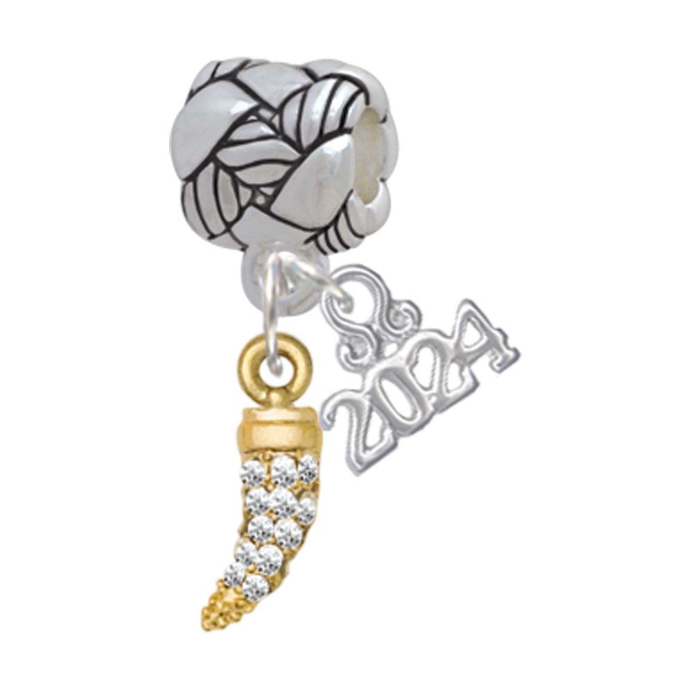 Delight Jewelry Plated Small Crystal Tooth Woven Rope Charm Bead Dangle with Year 2024 Image 4