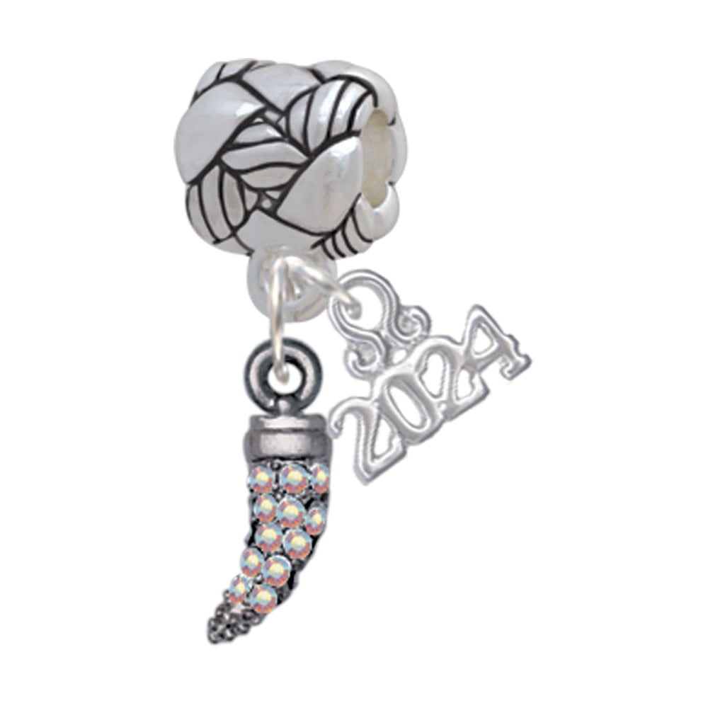 Delight Jewelry Plated Small Crystal Tooth Woven Rope Charm Bead Dangle with Year 2024 Image 1