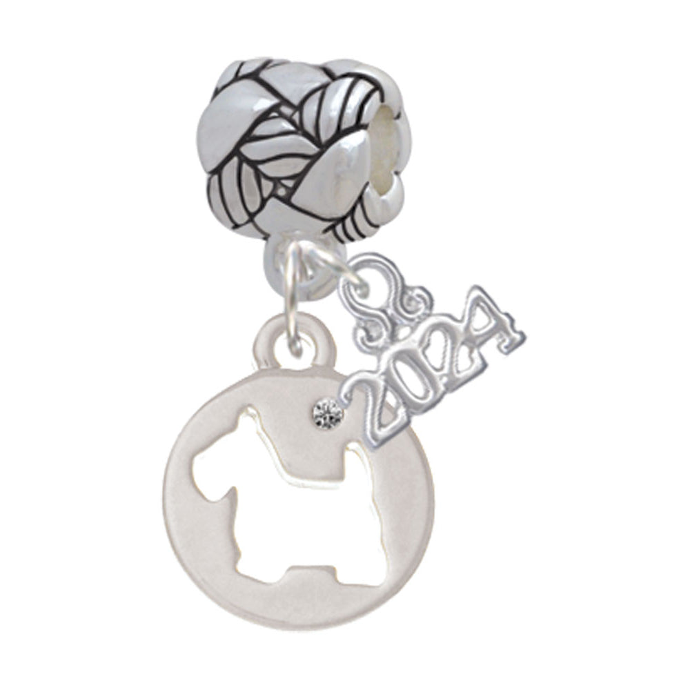 Delight Jewelry Plated Scottie Dog Silhouette Woven Rope Charm Bead Dangle with Year 2024 Image 1