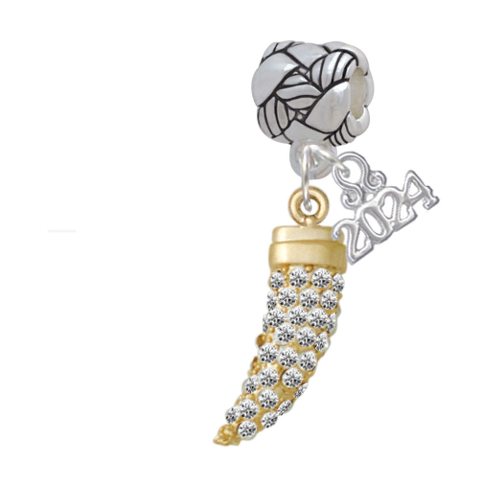 Delight Jewelry Plated Large Crystal Tooth Woven Rope Charm Bead Dangle with Year 2024 Image 4