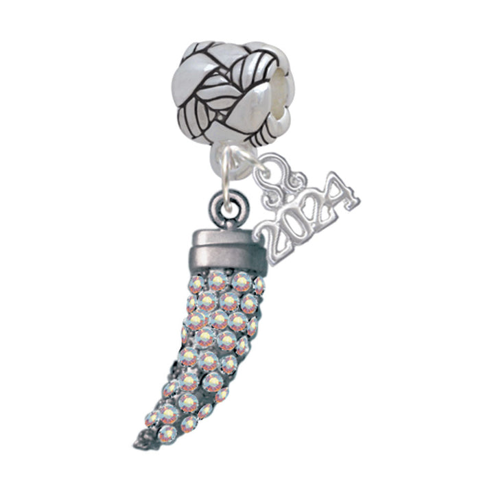 Delight Jewelry Plated Large Crystal Tooth Woven Rope Charm Bead Dangle with Year 2024 Image 6