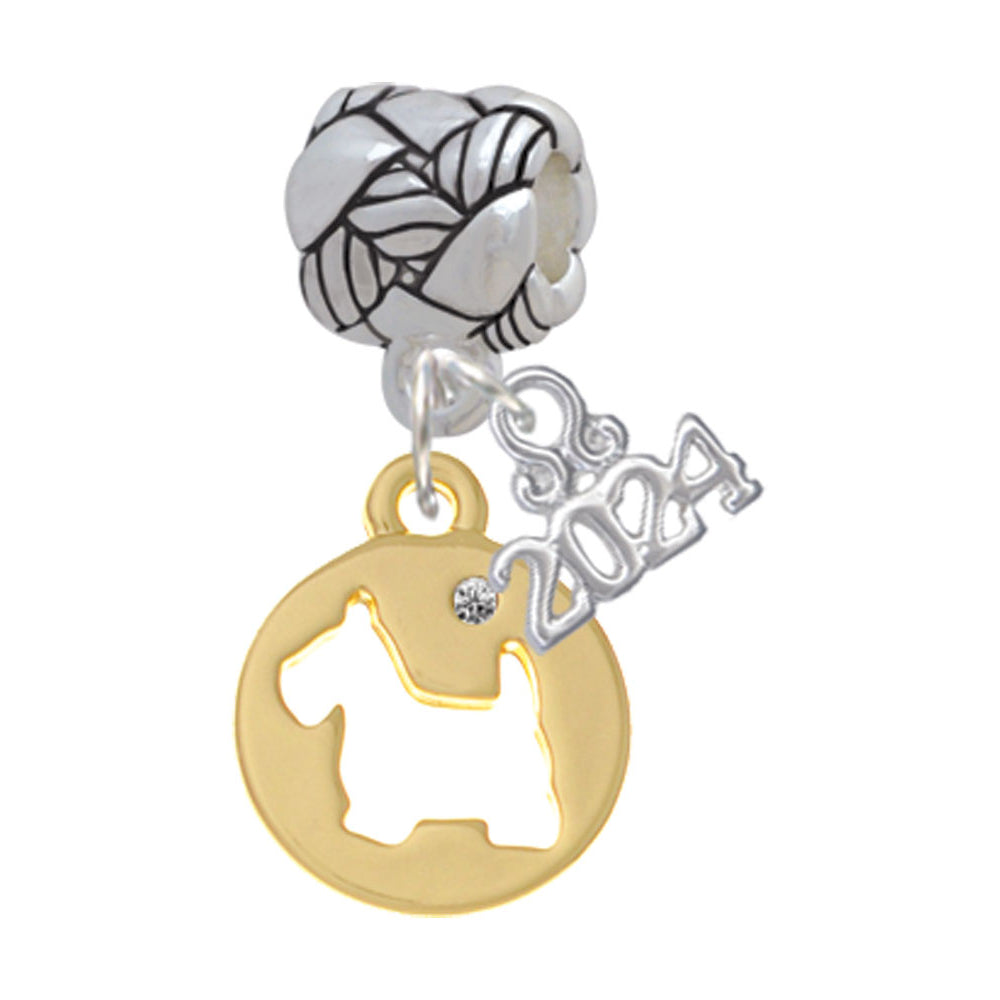 Delight Jewelry Plated Scottie Dog Silhouette Woven Rope Charm Bead Dangle with Year 2024 Image 1