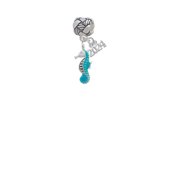 Delight Jewelry Silvertone Enamel Seahorse - Woven Rope Charm Bead Dangle with Year 2024 Image 2