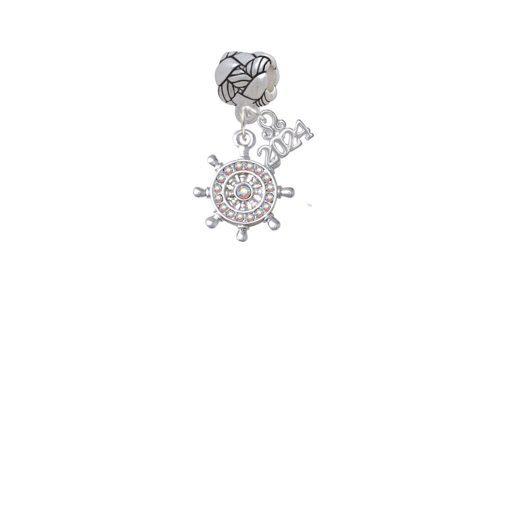 Delight Jewelry Plated Crystal Ship Wheel - Direction Woven Rope Charm Bead Dangle with Year 2024 Image 2