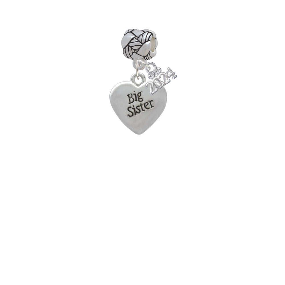 Delight Jewelry Silvertone Large Big/Little Sister Heart Woven Rope Charm Bead Dangle with Year 2024 Image 2