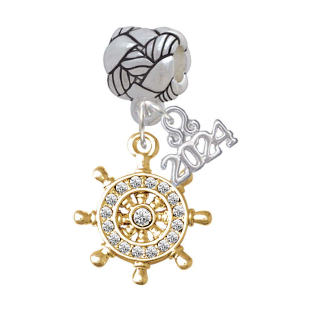 Delight Jewelry Plated Crystal Ship Wheel - Direction Woven Rope Charm Bead Dangle with Year 2024 Image 1
