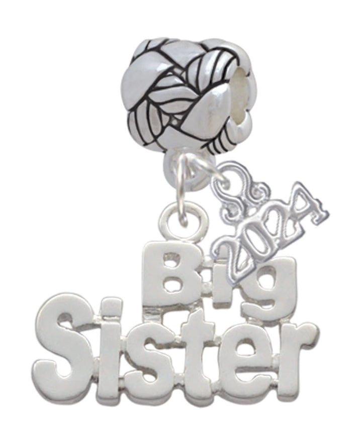 Delight Jewelry Silvertone Sister Cutout Woven Rope Charm Bead Dangle with Year 2024 Image 1