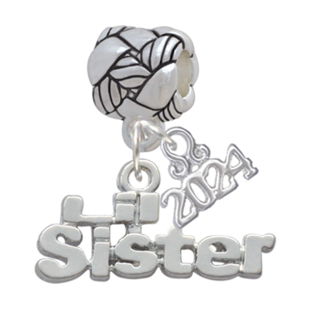 Delight Jewelry Silvertone Sister Cutout Woven Rope Charm Bead Dangle with Year 2024 Image 4