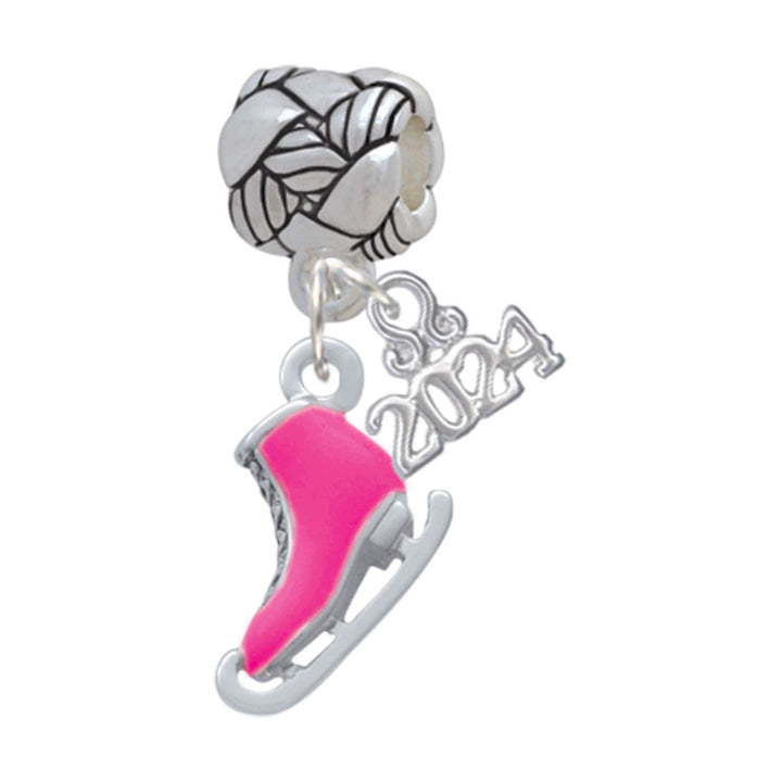 Delight Jewelry Plated 3-D Ice Skate Woven Rope Charm Bead Dangle with Year 2024 Image 7