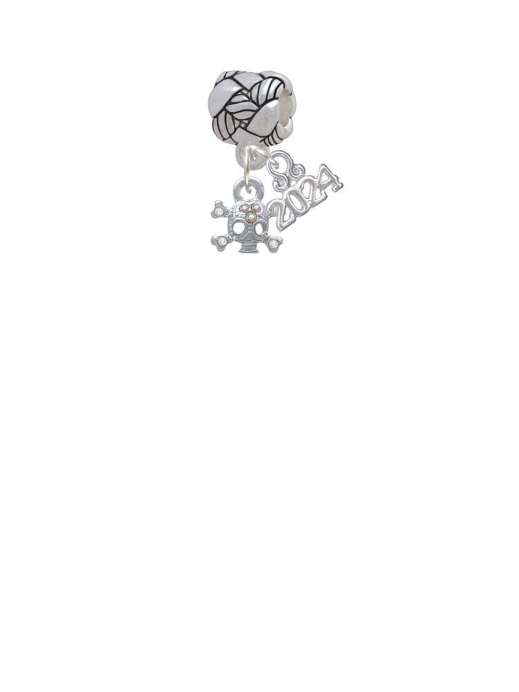 Delight Jewelry Plated Mini Skull and Bones with 3 AB Crystals Woven Rope Charm Bead Dangle with Year 2024 Image 2