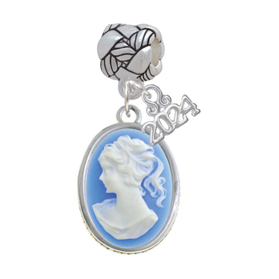 Delight Jewelry Silvertone Small Oval Cameo Woven Rope Charm Bead Dangle with Year 2024 Image 1