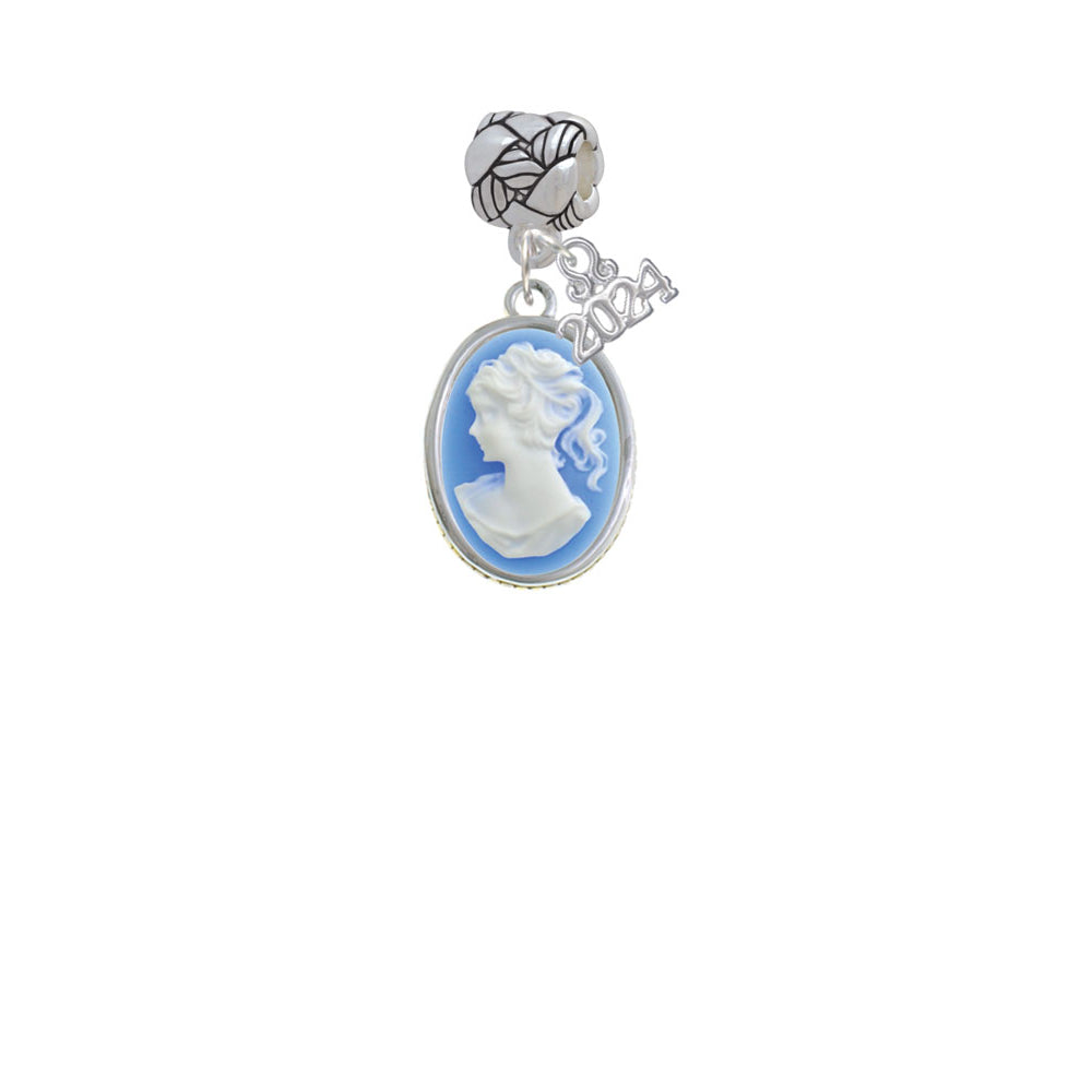 Delight Jewelry Silvertone Small Oval Cameo Woven Rope Charm Bead Dangle with Year 2024 Image 2