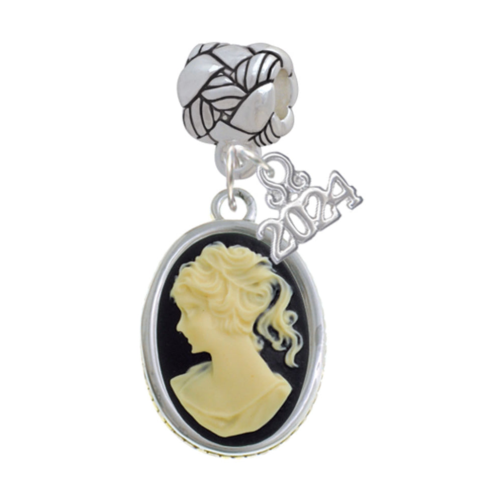 Delight Jewelry Silvertone Small Oval Cameo Woven Rope Charm Bead Dangle with Year 2024 Image 4