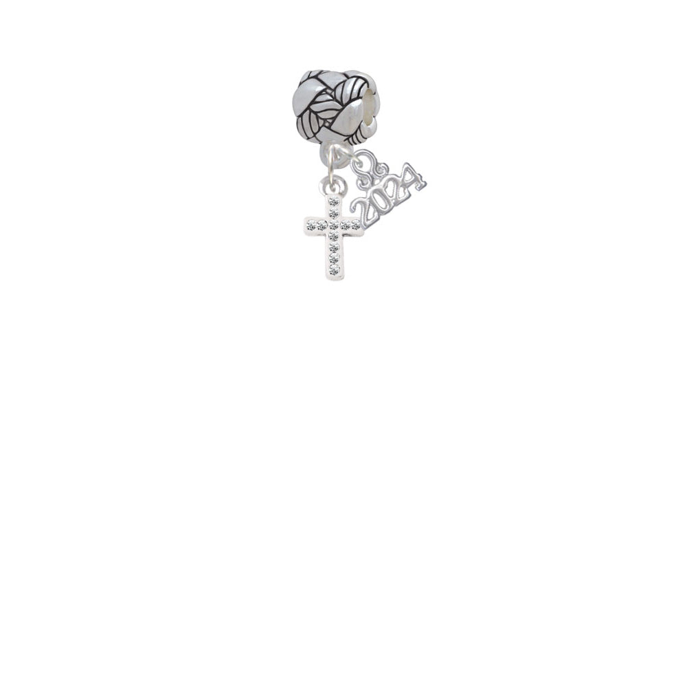 Delight Jewelry Silvertone Small Crystal Cross Woven Rope Charm Bead Dangle with Year 2024 Image 2