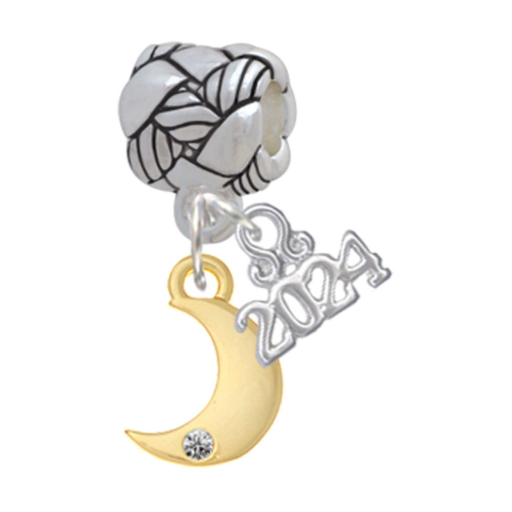 Delight Jewelry Plated Small Crescent Moon Woven Rope Charm Bead Dangle with Year 2024 Image 4