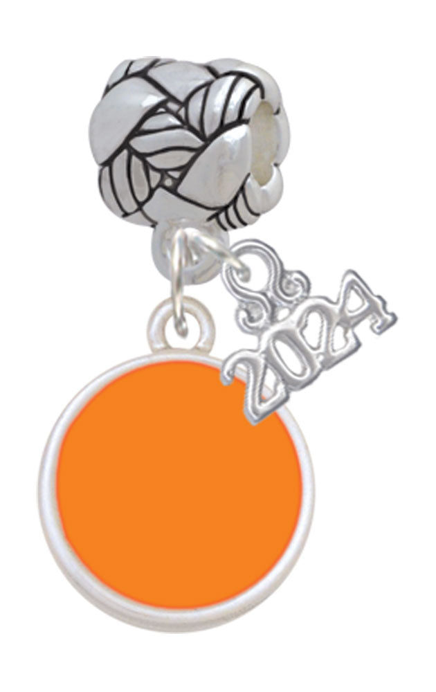 Delight Jewelry Silvertone Small Enamel Disc Woven Rope Charm Bead Dangle with Year 2024 Image 3