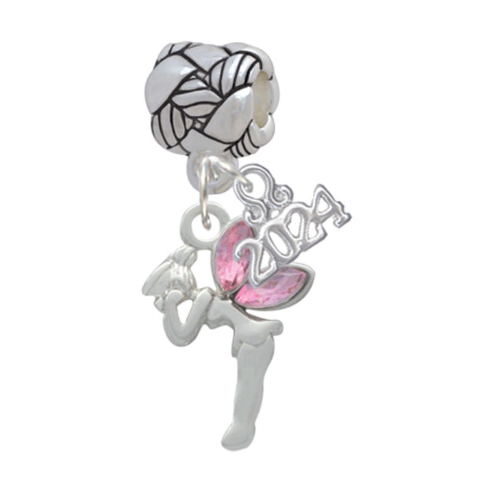 Delight Jewelry Silvertone Small Fairy with Resin Wings Woven Rope Charm Bead Dangle with Year 2024 Image 1