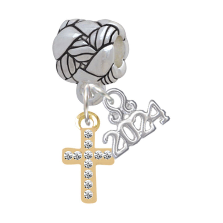 Delight Jewelry Silvertone Small Crystal Cross Woven Rope Charm Bead Dangle with Year 2024 Image 12