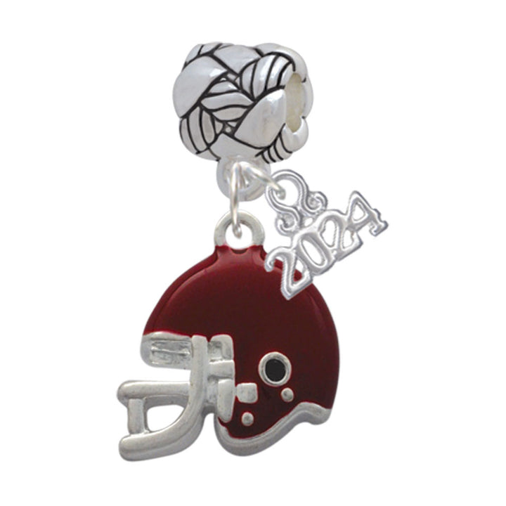 Delight Jewelry Silvertone Small Enamel Football Helmet Woven Rope Charm Bead Dangle with Year 2024 Image 6