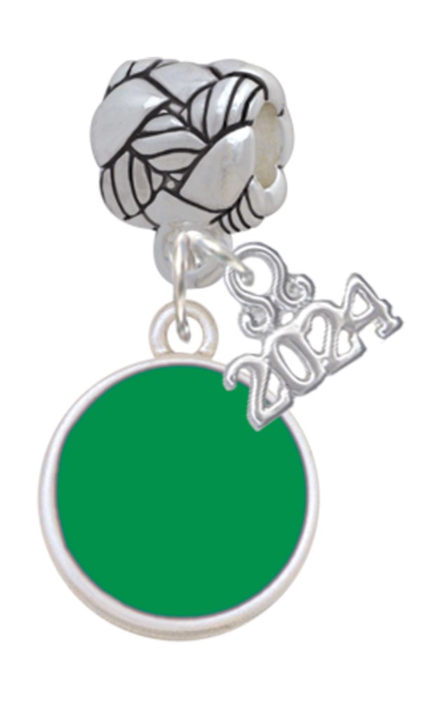 Delight Jewelry Silvertone Small Enamel Disc Woven Rope Charm Bead Dangle with Year 2024 Image 1