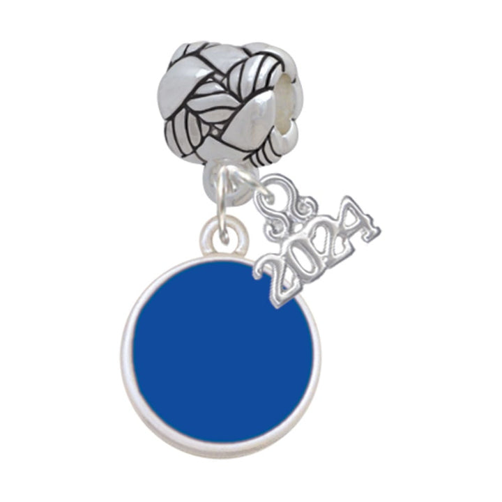 Delight Jewelry Silvertone Small Enamel Disc Woven Rope Charm Bead Dangle with Year 2024 Image 1