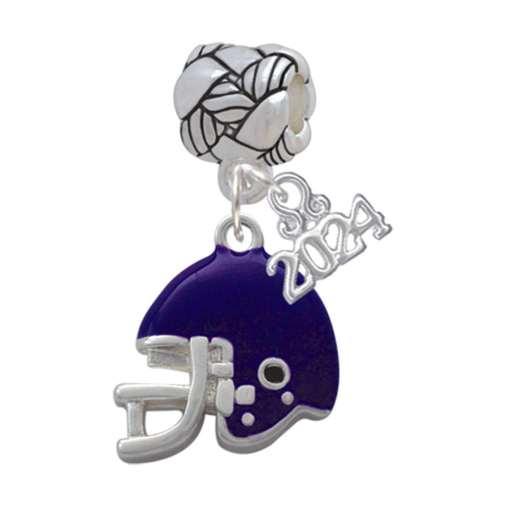Delight Jewelry Silvertone Small Enamel Football Helmet Woven Rope Charm Bead Dangle with Year 2024 Image 7