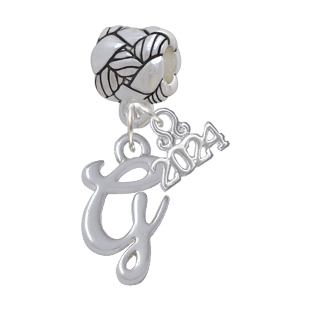 Delight Jewelry Silvertone Small Gelato Script Initial - Woven Rope Charm Bead Dangle with Year 2024 Image 7