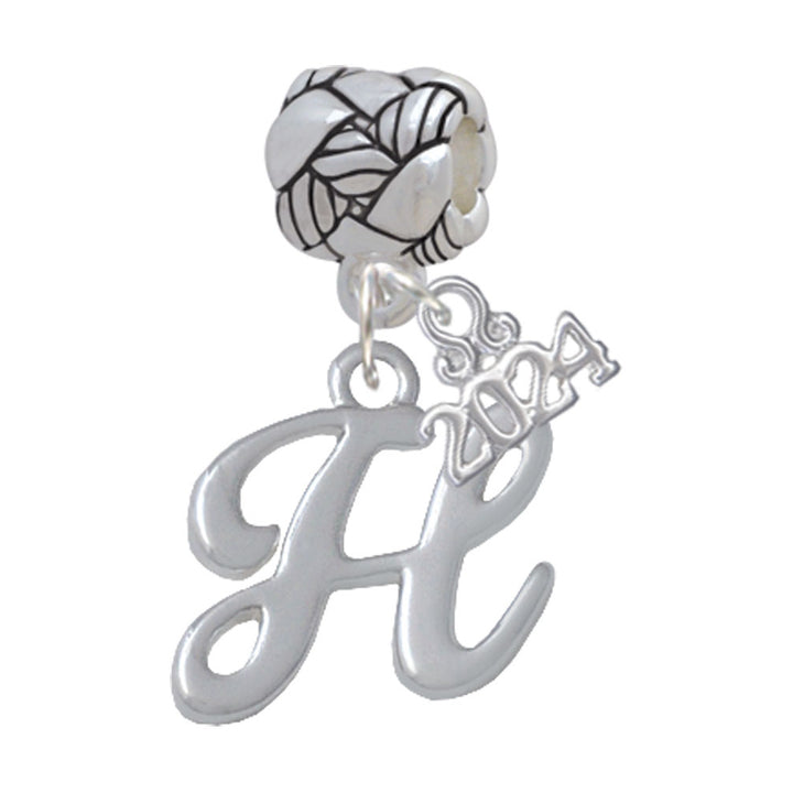 Delight Jewelry Silvertone Small Gelato Script Initial - Woven Rope Charm Bead Dangle with Year 2024 Image 8